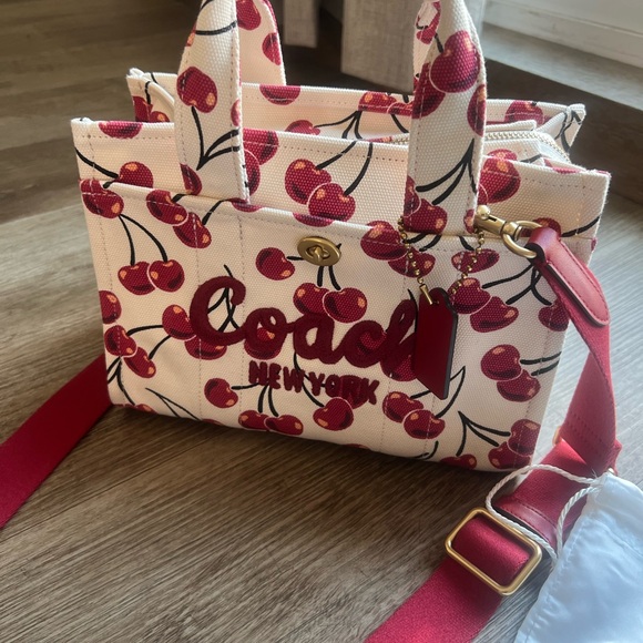 Coach Red Cherry Canvas Tote - Picture 1 of 5